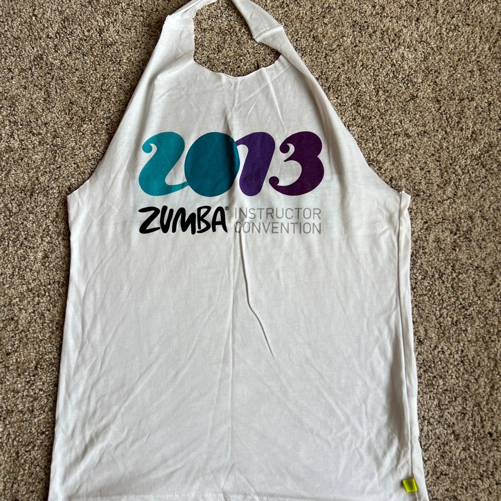 Zumba Fitness White Tank with Teal and Purple 2013 Graphic
